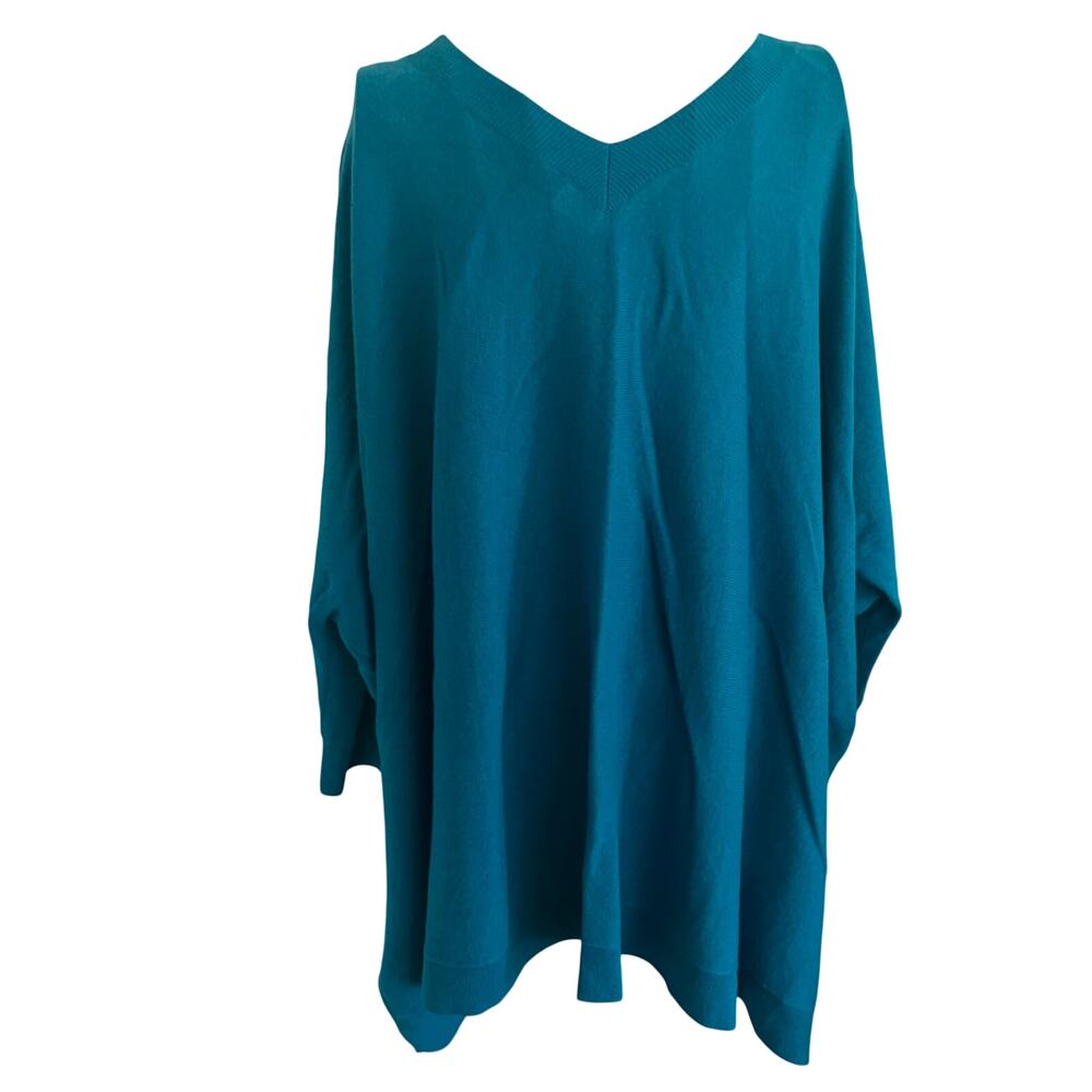 Bryn Walker Cashmere Angora lambswool Oversized Sweater Lagenlook Turquoise Blue